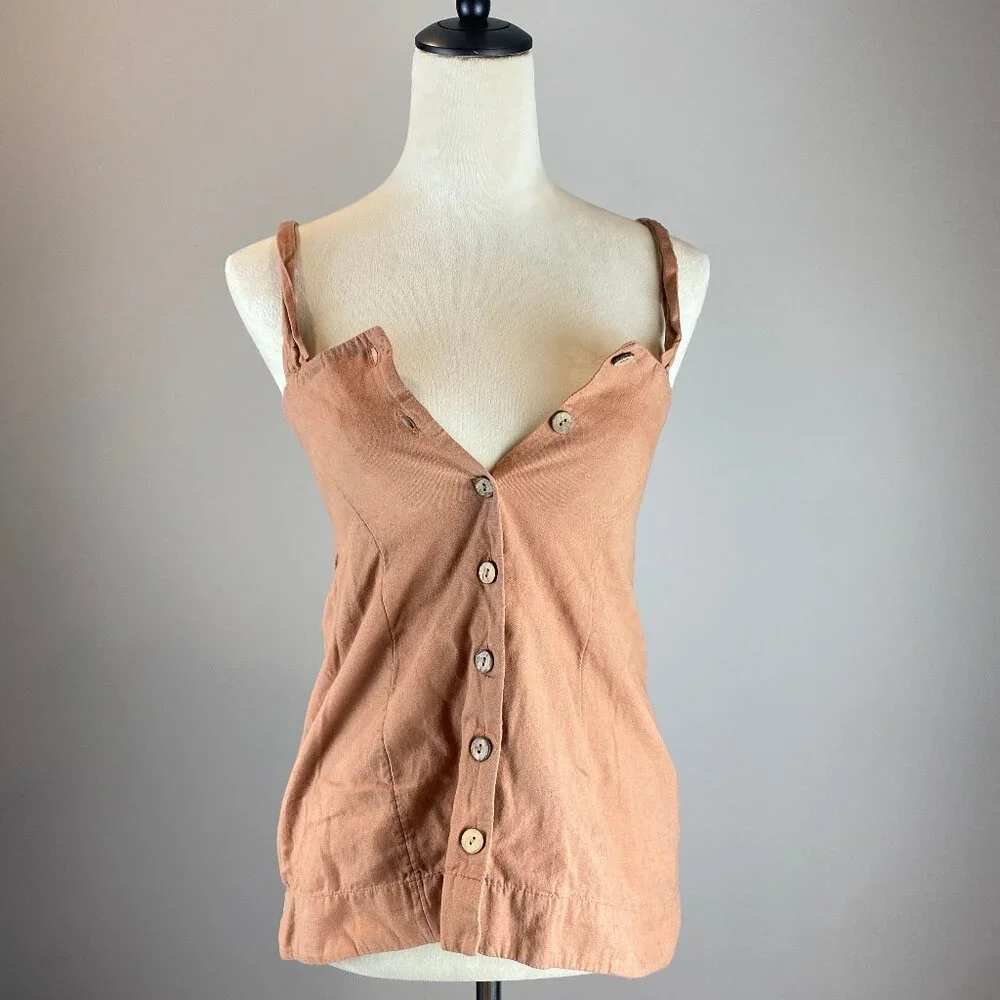 Free People Linen Blend Tank Women's Size XS‎ Adjustable Straps